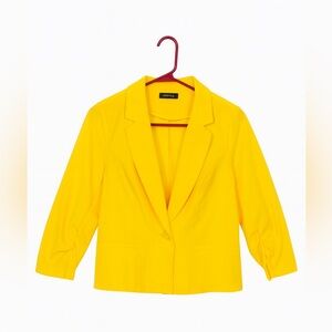 Nina Leonard Vibrant‎ Yellow Cropped Blazer